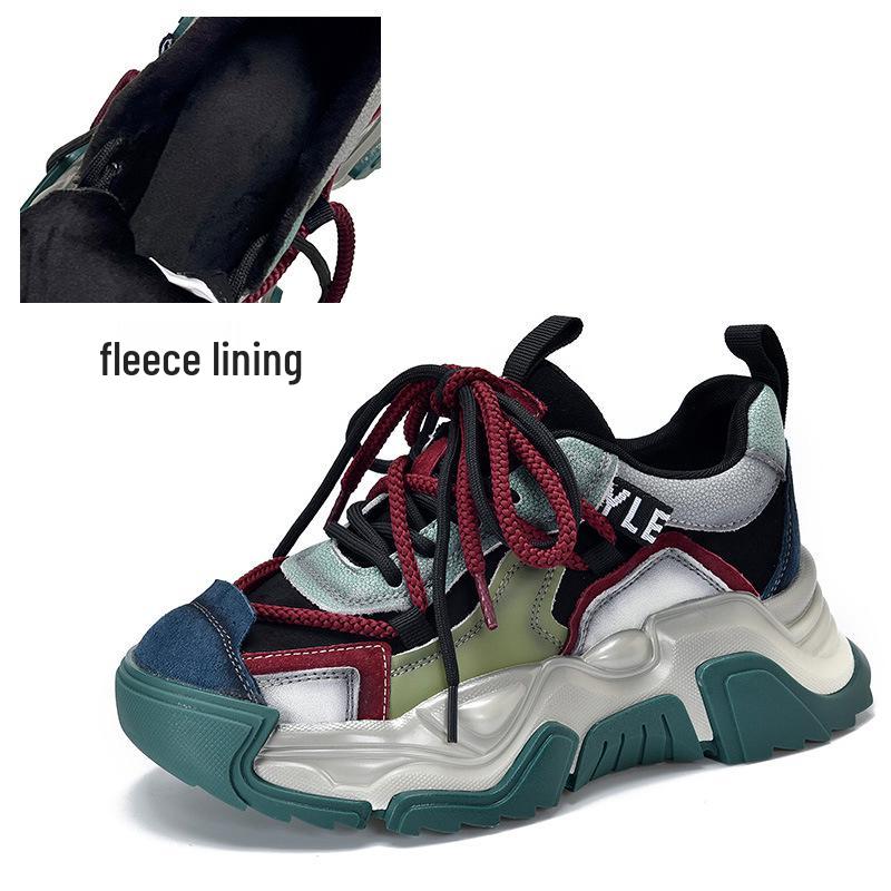 Women's Retro Genuine Leather Dad Sneakers - Autumn 2025