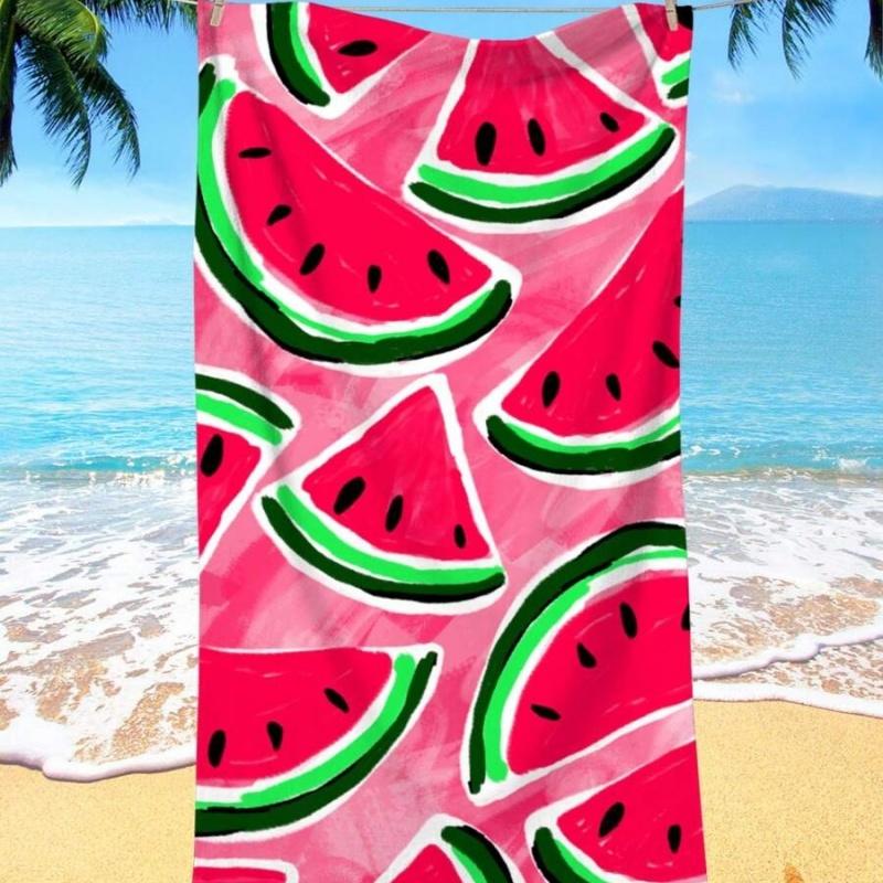 Fruit Floral Print Microfiber Beach Towel Quick Dry Bath Blanket Light Portable Towel For Summer Beach Swimming Pool Holiday