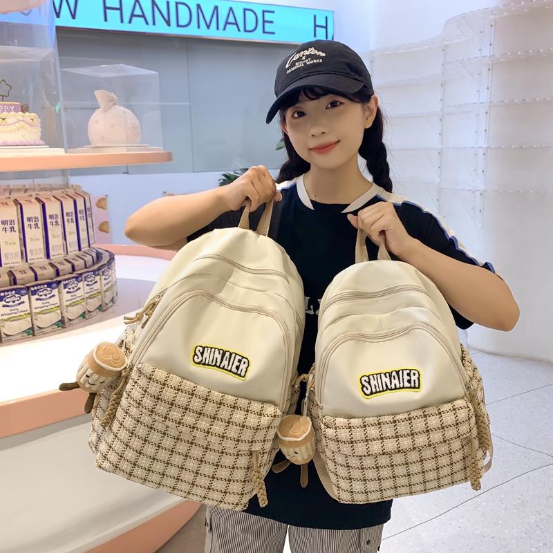 Children's Schoolbag Women's Plaid Backpack Student Backpack