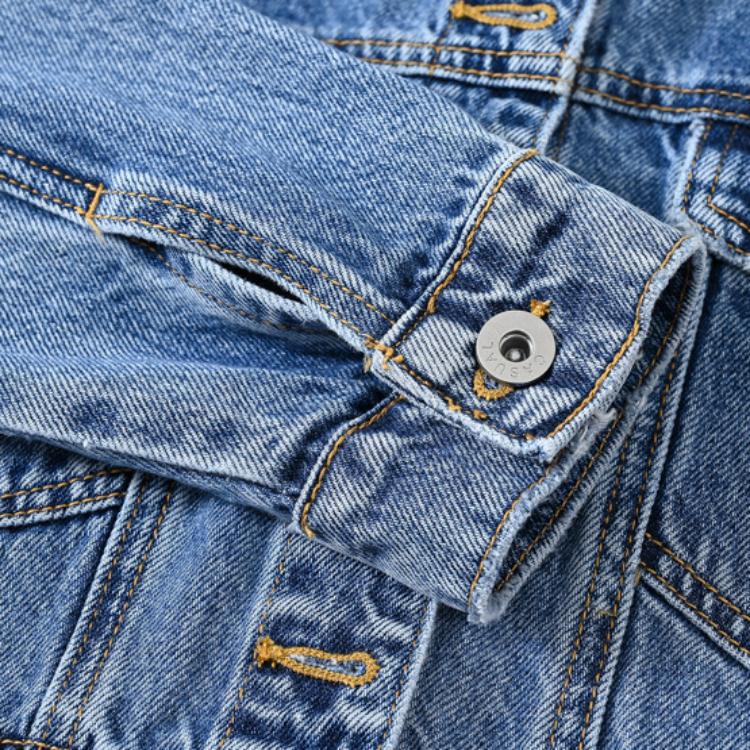 ZIMOXUAN Damen-Frühlings- und Herbst-Neuzugänge, Vintage-Jeansjacke in Blau mit hoher Taille, stilvolle Cowboy-Kurzjacke