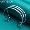 925 Sterling Silver Three Curve Bangles Bracelet For Women Fashion Wedding Engagement Charm Jewelry