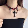 Dark Cross Bead Collarbone Chain Female Heavy Worker Spicy Girl High-end Feeling Sweet Cool Necklace Rivet Hip-hop Accessories