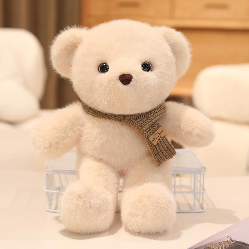 1pc 30cm/11.81in Cute bear doll plush toy hugging bear doll bed bed with sleeping teddy bear girl doll birthday gift