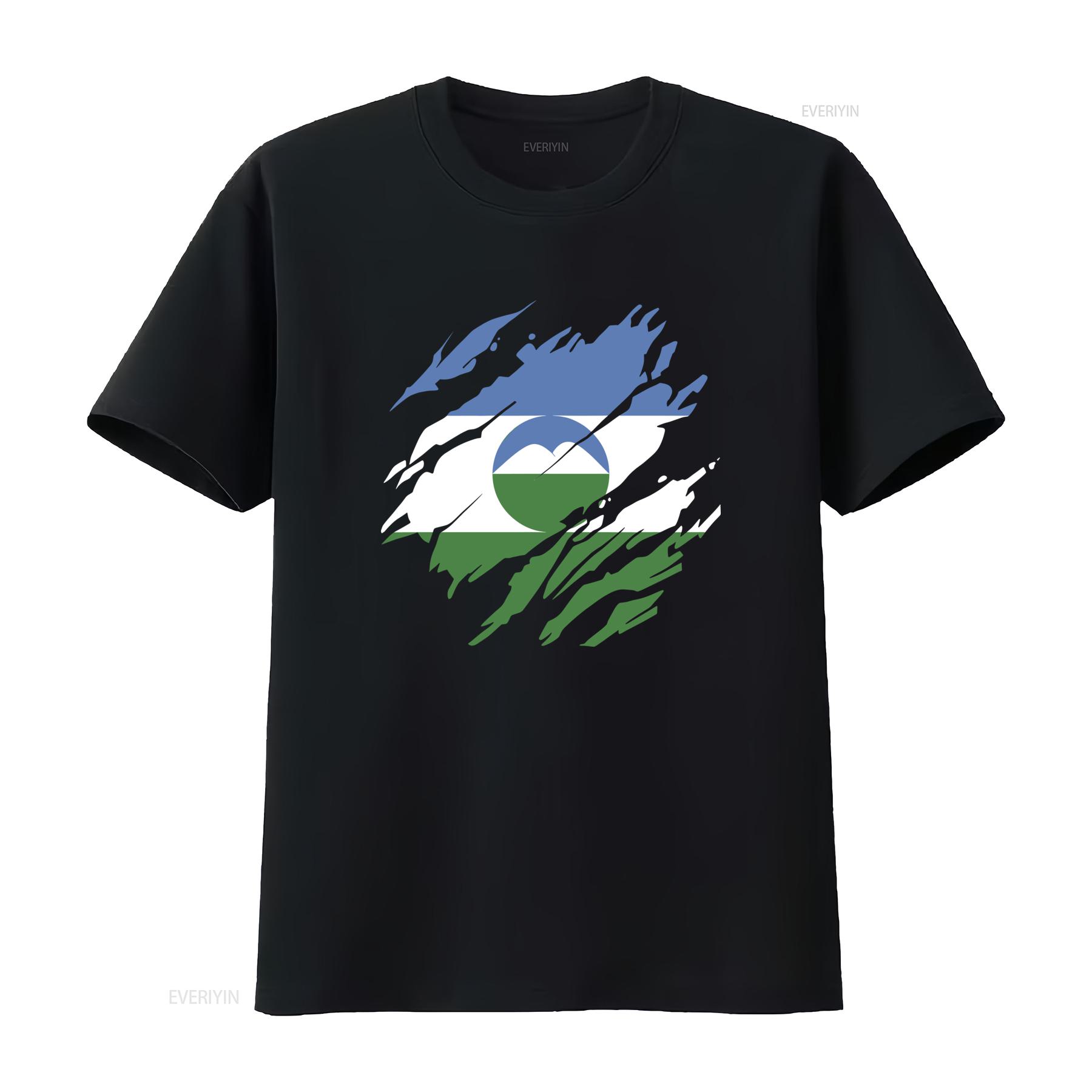 

Kabardino Balkaria Flag Torn Design Mens 100 Cotton T Shirt vintage Washed Top For Everyday Wear fashion Comfortable 4XL