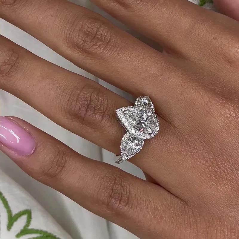 New jewelry, creative zircon sparkling water drop zircon wedding ring, women's wedding jewelry ring