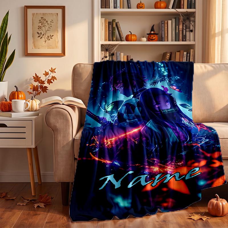 Demon Slayer Custom Flannel Blankets Soft Warm Cozy Throws for Home Decor Holiday Gifts