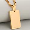 316L Stainless Steel Blank Dog Tag Necklace for Men Gold Color Box Chain Rectangle Pendant Jewelry Gift