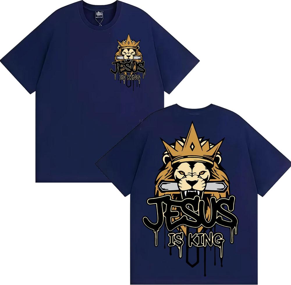 Jesus Is King Christian Graphic Tshirt Unisex Women Clothing Fashion Summer Cotton Casual T Shirts Short Sleeve T Shirt Streetwear