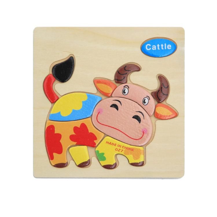 Cartoon Animal Fruit Car Pattern Wooden 3D Puzzle Baby Intelligence Early Learning Educational Toy Cute Wood Puzzle For Kids