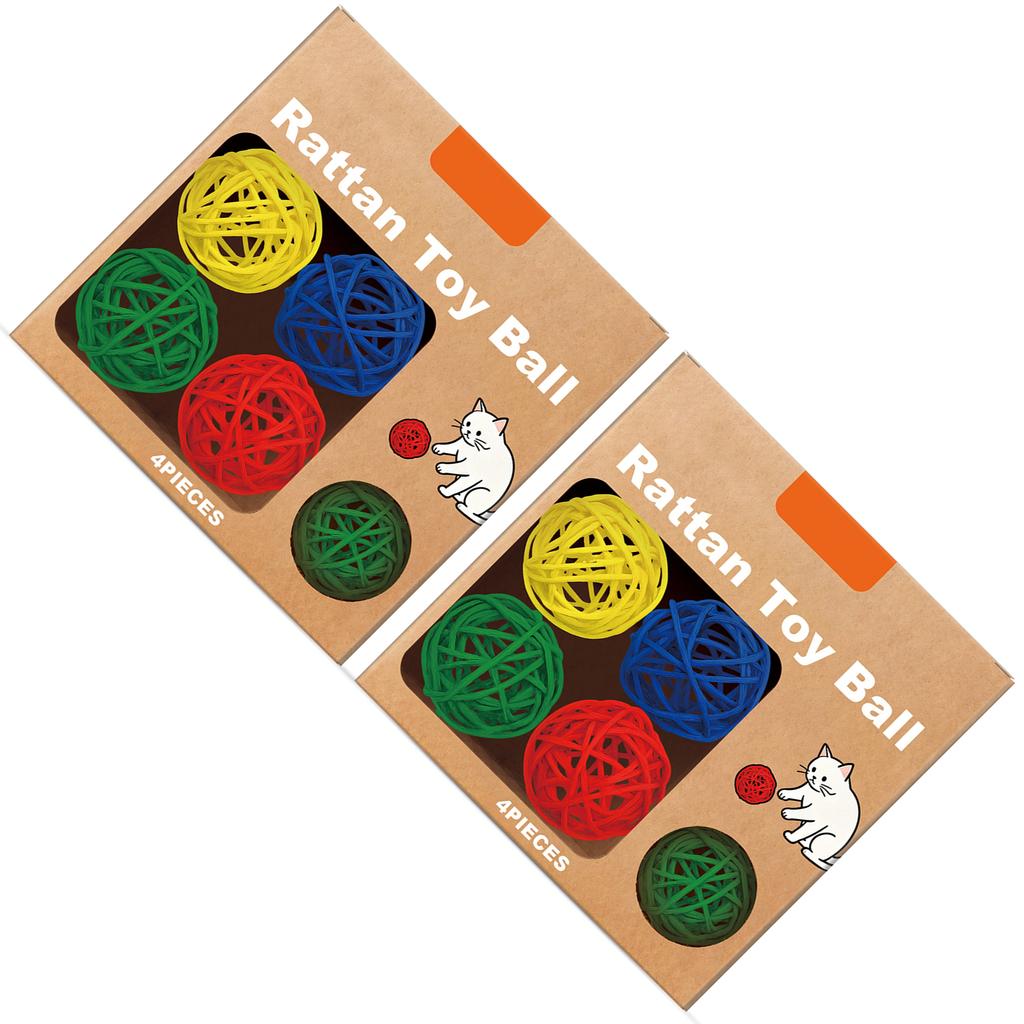 8pcs Cat Toy Ball Rattan Interactive Play Balls for Cats Stimulate Jumping Scratching Instincts Bonding Fun Lightweight