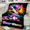1PC Custom Name Rainbow Unicorn Fantasy Flannel Blanket Versatile,all-season Throw Suitable for the Living Room,bedroom,camping,travel,and Gift