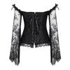Off-Shoulder Langarm Spitzenkorsett-Top, Viktorianisches Bustier Bauchkontrolle Taillenformer Für Hochzeits-Abendmode