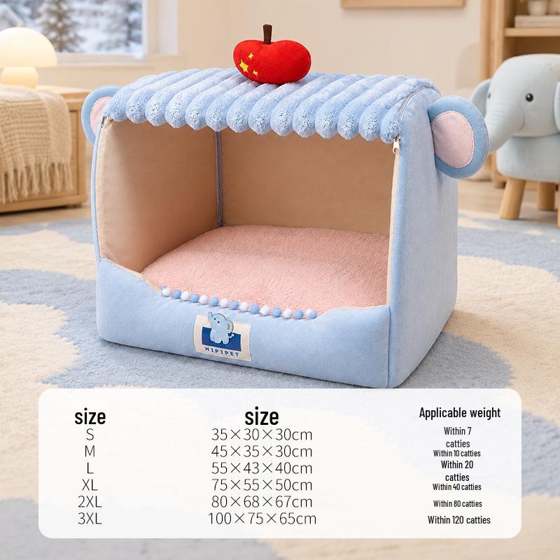 Panier à chien Pied-de-poule pour grands chiens et chats - Panier pour sommeil profond Automne/Hiver
