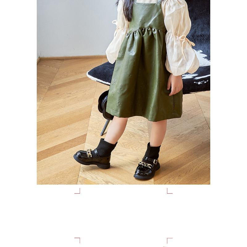 Korean Version of the New Children's Boots British Style Knitted Socks Boots Fashion Chain Foreign Style Princess Leather Boots