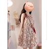 French Gentle Wind Floral Neck Dress Women's Summer Small Design Sense Age-reducing Sleeveless Suspender Skirt