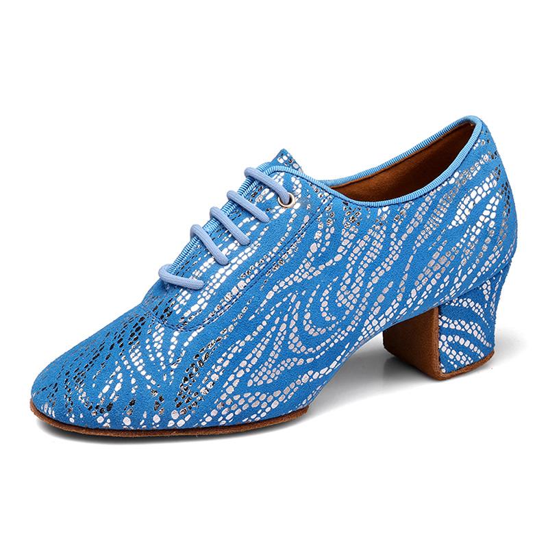 Moderne Jazz-Tanzschuhe aus Wildleder für Damen und Mädchen, glänzende Tanzschuhe für Lehrer, Übungstanzschuhe, rutschfest, mittlerer Absatz, 5 cm