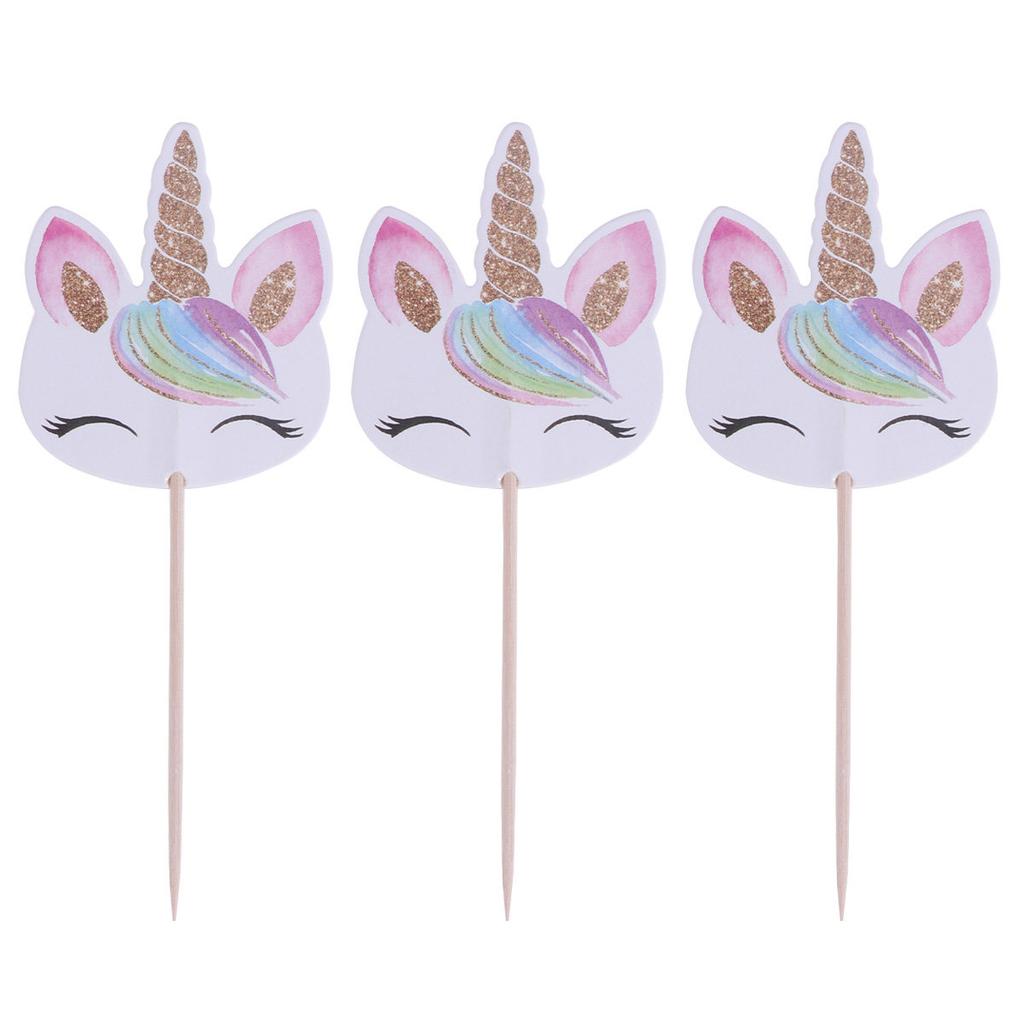 48 Stück Kuchen-Topper beidseitig Exquisite Spieße für Kindergeburtstag Cupcake-Dekoration Kuchenfahnen Cupcake-Topper