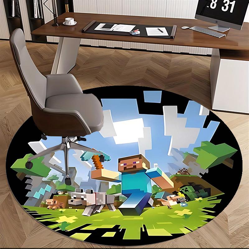 Minecraft Character Chair Mat Round Rug Office Carpet, Non Slip, Suitable for Living Rooms, Bedrooms Decor 1205571a