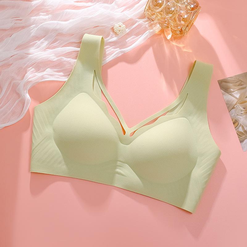 Große Größe Dessous Damen Nahtloser BH Anti-Hänge Sammelbrüste Bequemer BH im Westenstil