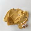 2PCS Children's Set Spring and Autumn Simple Little Bear Head Round Neck Long Sleeve Pants Top + Pant Two Piece Set
