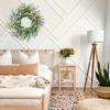 Artificial Spring Summer Wreath for Front Door Lavender Wildflower Green Eucalyptus Leaves Wreath for Wall Window Decor