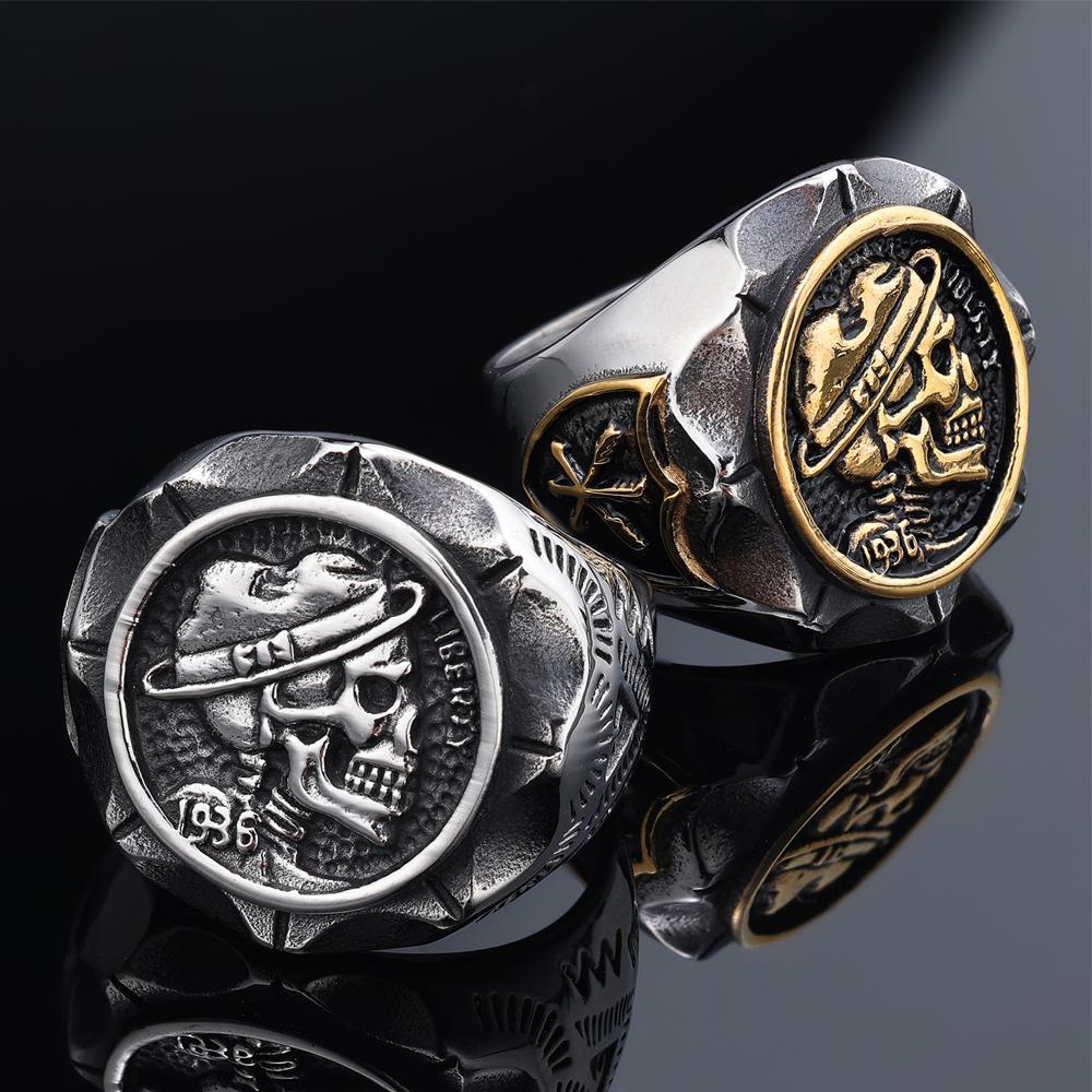 Anelli a Teschio Gotici Multistile per Uomo Acciaio Inossidabile Biker Motociclista Gioielli Anello Festa di Halloween Dropshipping