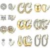 10 Paires Boucles d'Oreilles à Clip pour Femmes Oreilles Non Percées Nœud Perle Zirconium Torsadé Grandes Boucles d'Oreilles et Clous Ensemble Clips d'Oreilles Bijoux Ton Or Argent