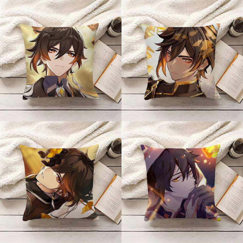 Game Genshin Impact Zhongli Pillow Cover Sofa Cushion Cover Home Room Decoration Children Gift