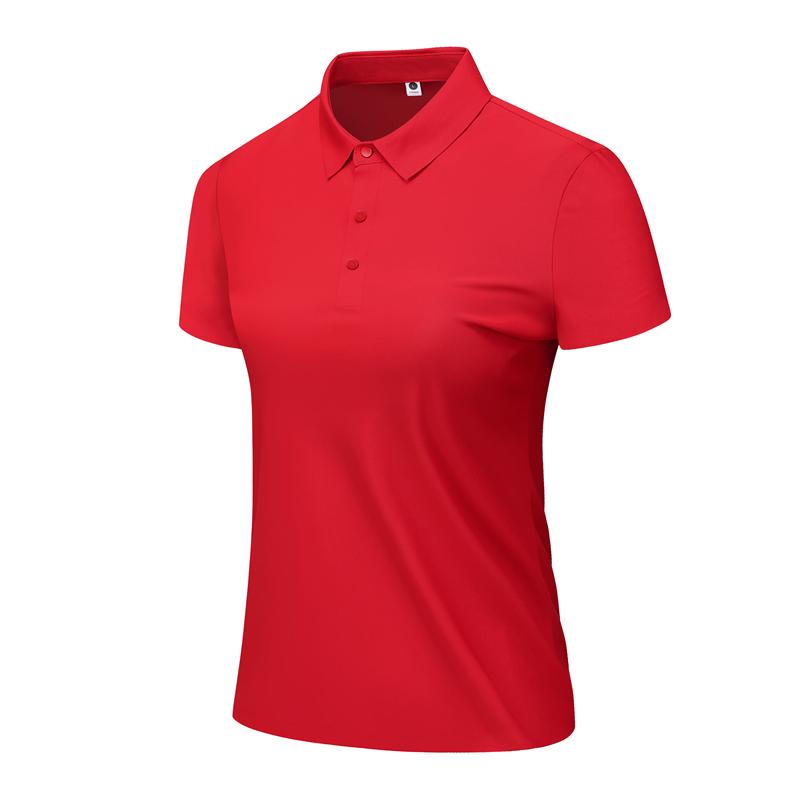 Women's Stand Up Collar, Lapel, Business Casual, Solid Color POLO Shirt, Women's Breathable Short Sleeved T-shirt