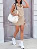 Womens Summer Tennis Skort Set Half Zip Sleeveless Top and Athletic Skirt