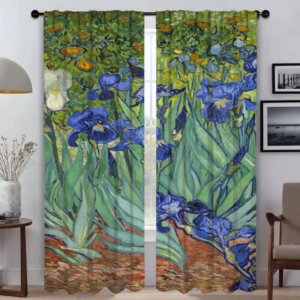 Halloween Decoration Van Gogh Home Interior Curtains for Camera Partition Blackout Curtains 2 Pieces Living Room Curtain Shades
