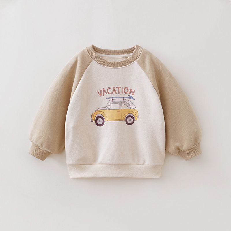 Mark Jenny Car Club Boys  Color Block Sweatshirt Baby Pullover 2026 Spring New Style 560009 American Coffee 120
