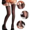 Womens See Through Suspender Tights Lingerie Sexy Garter Belt Shimmering Sheer Thigh High Stockings Nightclub Pantyhose