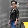 Kids Clothing Spring Autumn Winter Boys and Girls Leather Jacket Lapel Middle and Small Kid's Motorcycle Tops