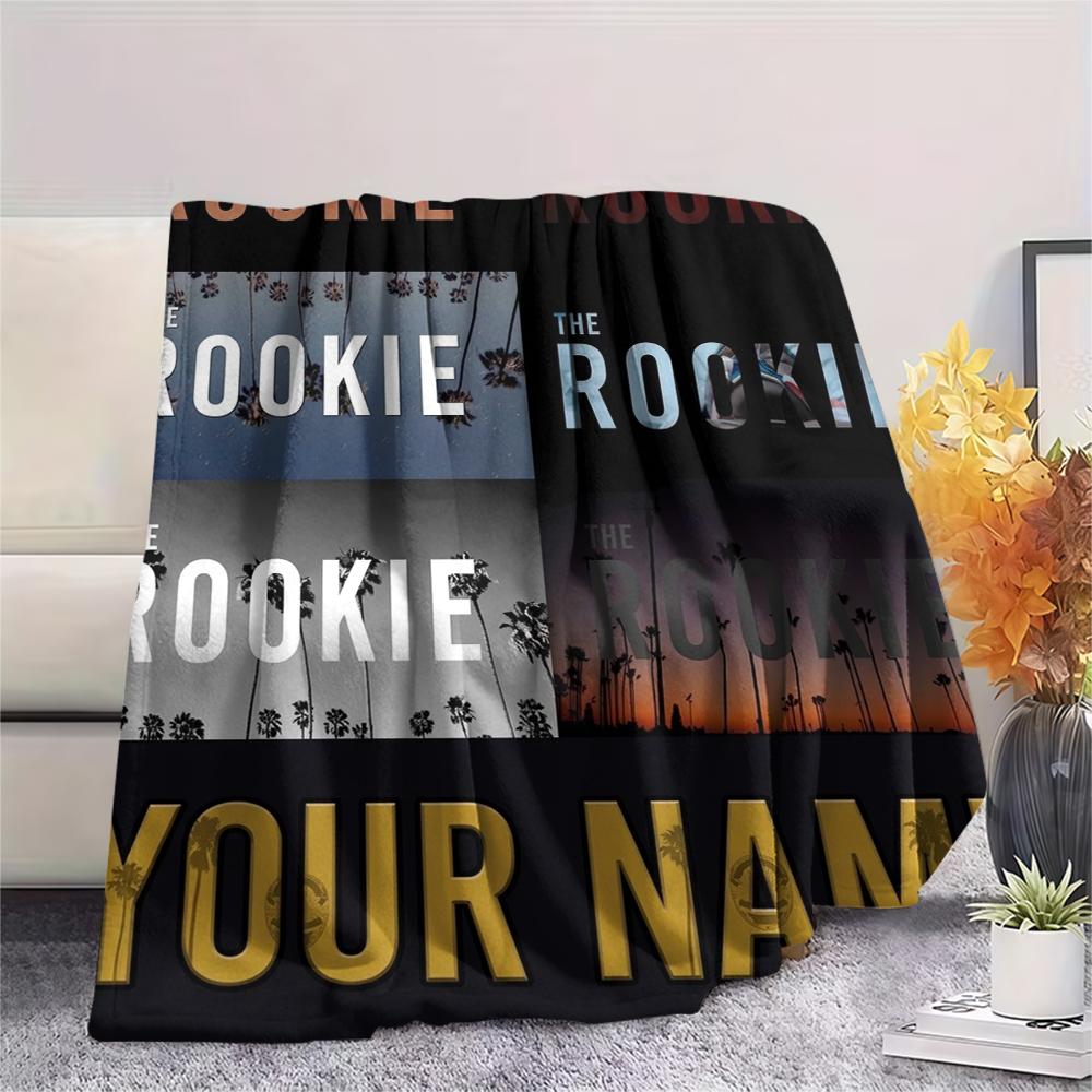 1PC Custom Name The Rookie Patterned Flannel Blanket Suitable For All Seasons for Home Decor Warmth and Comfort Gifts Holiday Present