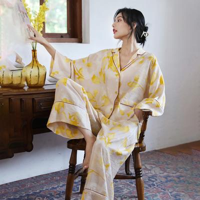 Spring New Floral Print Pajamas Set, Home Wear Pajamas, Pajamas, Women's Long-sleeved Wide-leg Pajamas Set, 2 Pieces