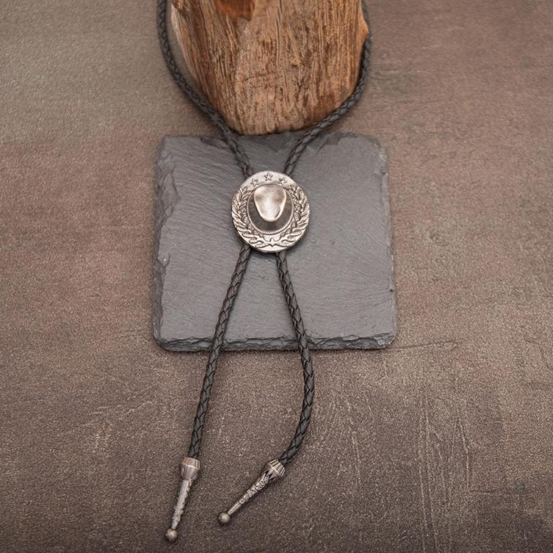 6Pieces Southwestern Styles Men's Bolo Tie with Cow Skull Star Pendant for Casual or Formal Wear Leather Cord Necktie