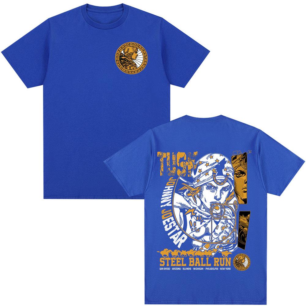 Anime Jojo Bizarre Adventure T-Shirt Johnny Joestar Manga Grafik T-Shirts Herren Damen Baumwolle Lässig Übergroßes T-Shirt Streetwear