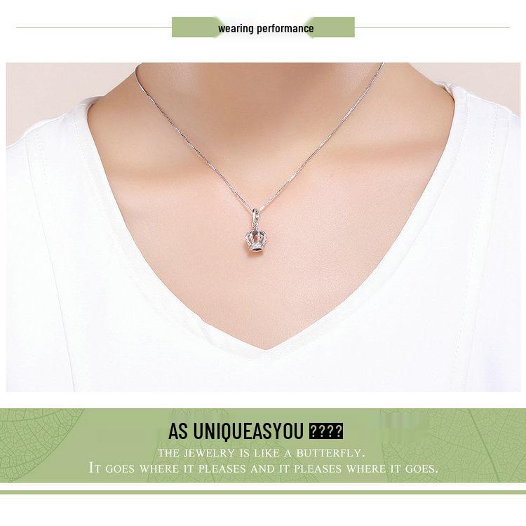 Sterling Silver Crown Pendant Necklace Charm SCC781