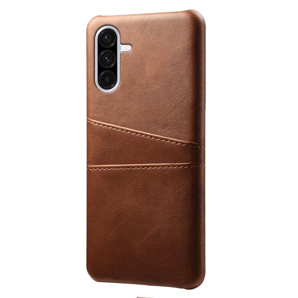 

For Samsung Galaxy A36 5G Case Dual Card Slots PU Leather+Hard PC Phone Cover Brown