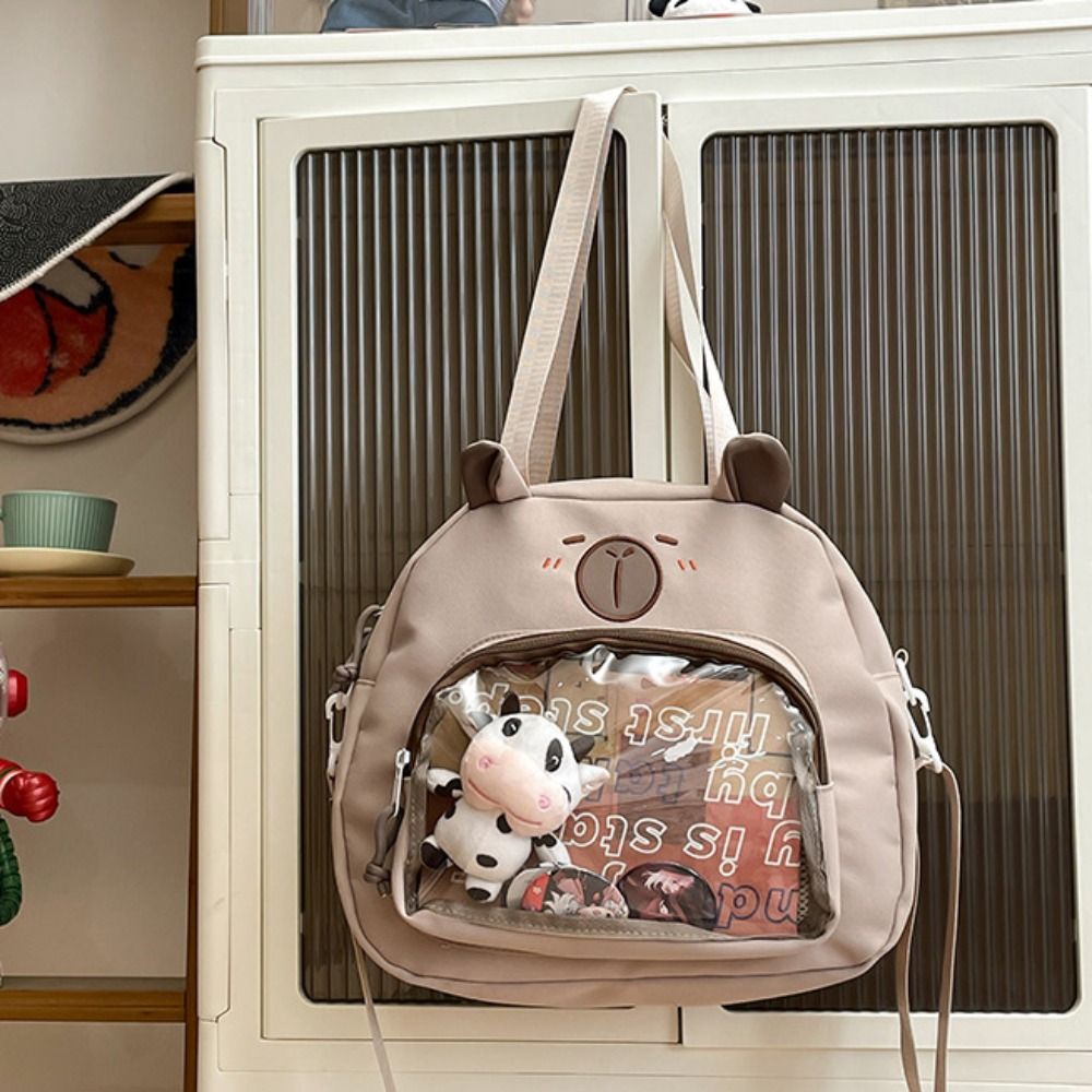 Large Capacity Capybara Shoulder Bag Harajuku Canvas Tote Bag Lovely Transparent Itabag  Shopping