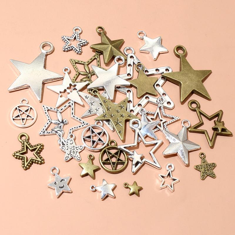 10-50pcs Alloy Metal Star Charms Pendant for Necklace Bracelet Earrings DIY Jewelry Making Accessories Findings Crafts