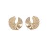 Shell-Shaped Diamond Stud Earrings for Women, Textured with Twisted Rope Design - Fashionable and Elegant
