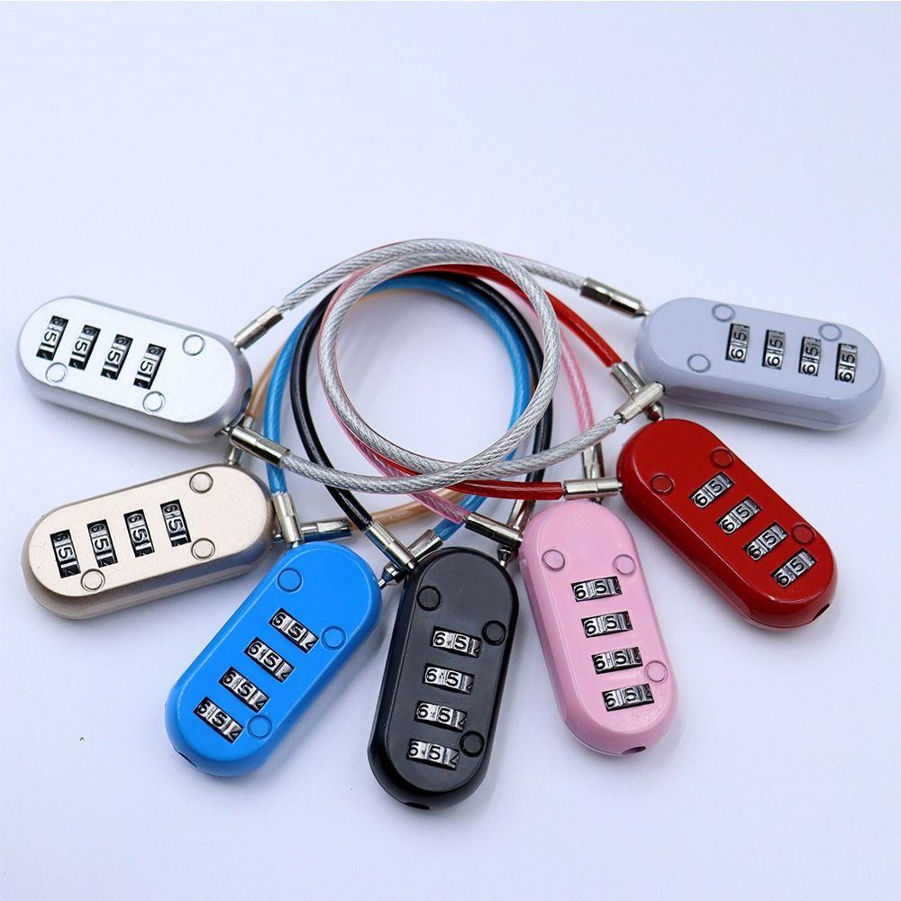Zinc alloy 4 Digit Password Lock Anti-theft Wire Rope Dormitory Cabinet Lock Padlock Backpack Zipper Lock for Home&Travel