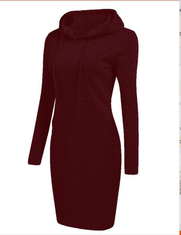 2026 Autumn/Winter European American Women's Solid Color Hooded Long Sleeve Dress