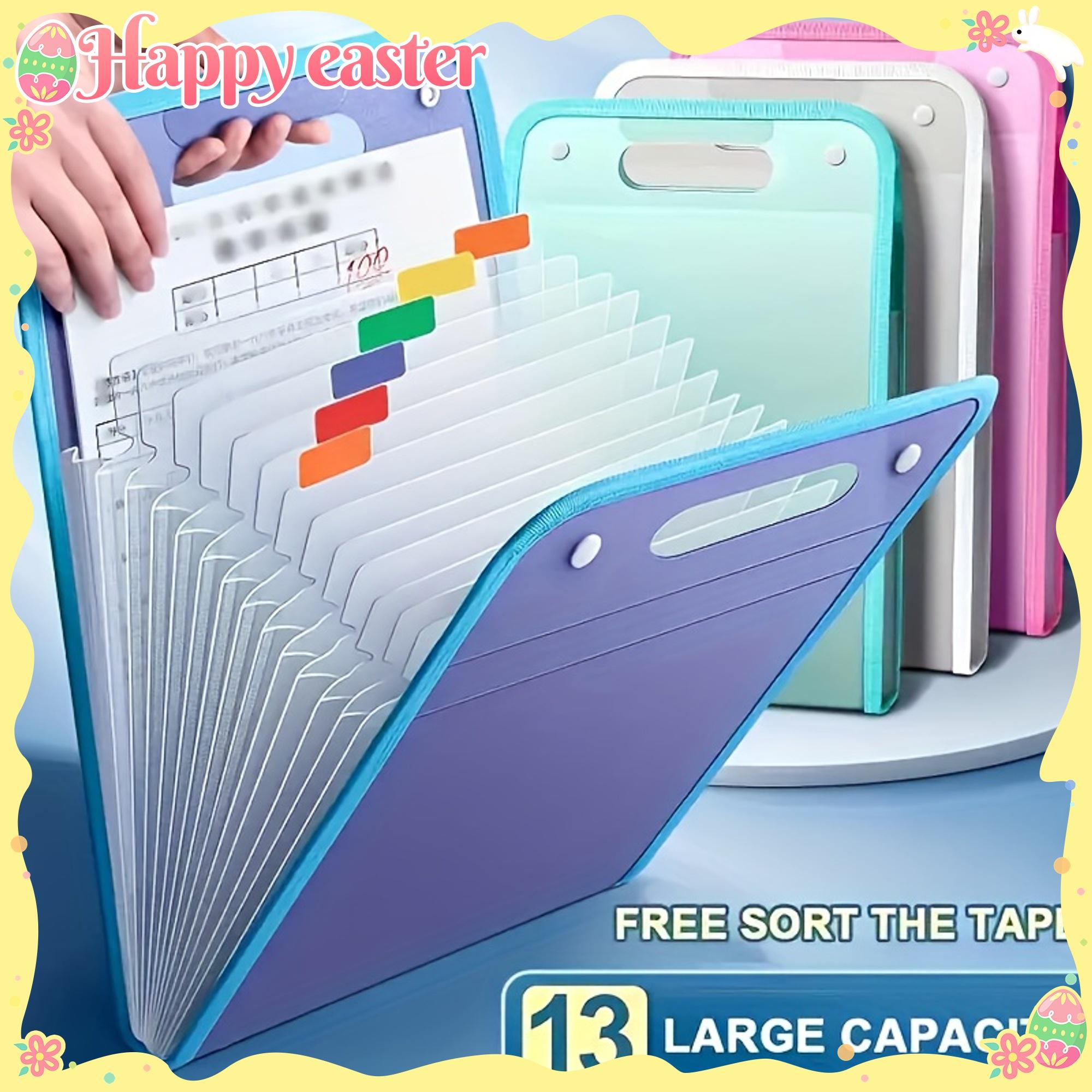 Небесно-голубая папка для документов формата А4 с ручкой - Водонепроницаемый расширяющийся органайзер на 13 карманов для студентов, бизнеса и путешествий 360mm*240mm белый