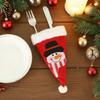 Christmas Cartoon Applique Cutlery Pockets – Non-Woven Fabric Knife and Fork Sleeves with Small Hat Design.