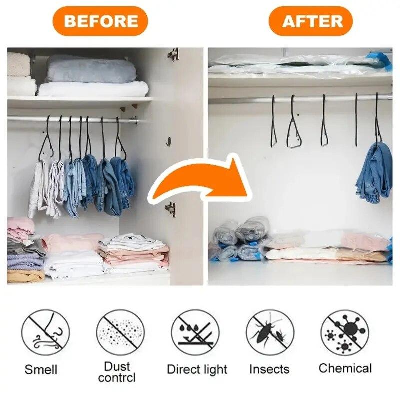 10 Stück Kompressionsbeutel für Reisen, Handroll-Plastiktasche für Kleidung, Reiseaccessoires, Versiegelbarer Packbeutel für Kleidung, Decke