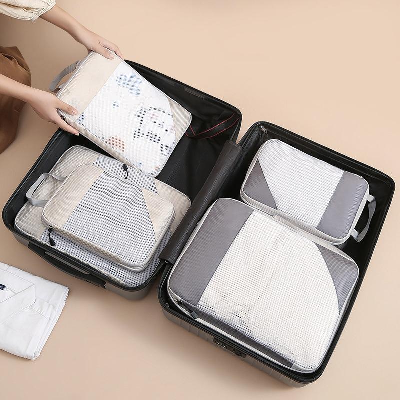 5 Piece Storage Bags Compression Packing Cube Travel Storage Bag Luggage Clothing Storage Set
