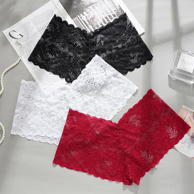 Damen Sexy Transparente Spitze Boxerbriefs Bequeme Ausgehöhlte Boxer Nahtlose Slips